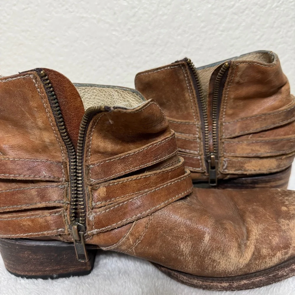 Freebird By Steven Watts Brown Distressed Leather Ankle Boots Size 9